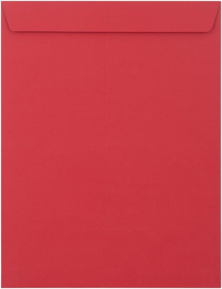 LUXPaper 10 x 13 Open End Envelopes | Peel & Press | Ruby Red | 80lb. Text | 1,000 Qty