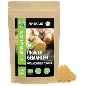 Ingwerpulver BIO 250g von Alpi Nature, bio Ingwer gemahlen, Ingwerwurzel Pulver
