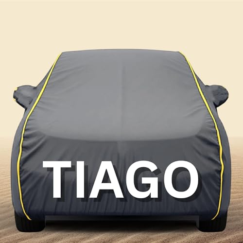 Image of 100% Waterproof Tiago Car Cover Heavy Duty - Premium Polyester Car Body Cover, All Weather Outdoor Protection, UV Resistant, Dustproof, Windproof, Heat Resistant, Scratch Resistant (Grey)