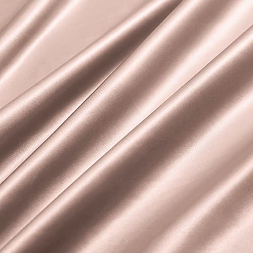 Image of Ersmak 7 Pieces Satin Sheets Set Queen Size, Luxury Silky Champagne Satin Bed Sheets Set with 1 Deep Pocket Fitted Sheet, 1 Soft Flat Sheet, 4 Queen Pillowcases and 1 Body Pillowcase