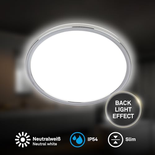 Briloner Plafoniere Led Per Il Bagno Pulap, Ø 29 Cm, Cromato/Bianco Metallo - 2