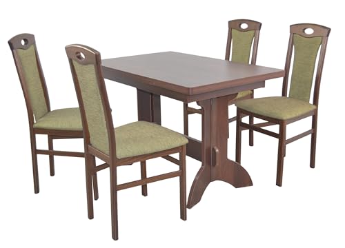 moebel direkt online Essgruppe 5-teilig Madrid mit Wangentisch nussbaum/Oliv