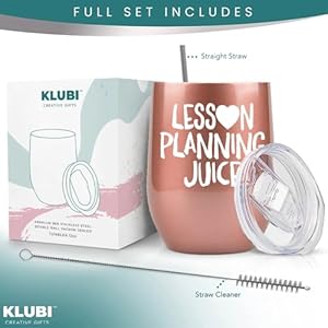 KLUBI New Teacher Gifts for Women Lesson Planning Juice Tumbler 12oz College Graduation Gifts for Teacher Tumbler With Lid And Straw Teacher Graduation Gifts Teacher Stocking Stuffers for Teachers