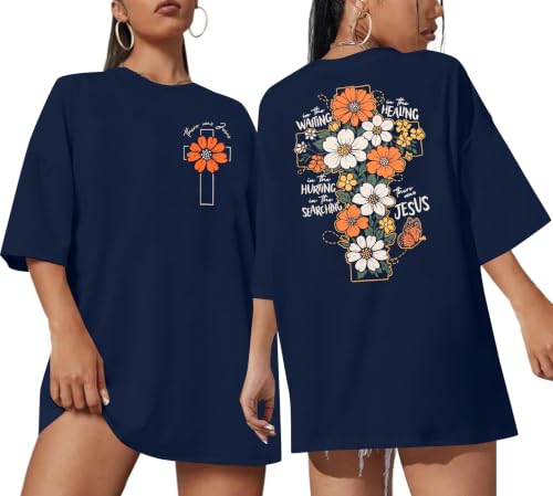 Christian Shirts Women Oversized Jesus God T Shirts Bible Verse Tees Tops