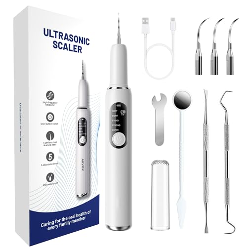 Image of Arvox Electric Teeth Whitening Kit - Instant Teeth Stain Remover, Teeth Tartar Plaque Remover with 5 Adjustable Mode & 3 Replacement Head, Tooth Cleaning Kit with LED for a Brighter Smile