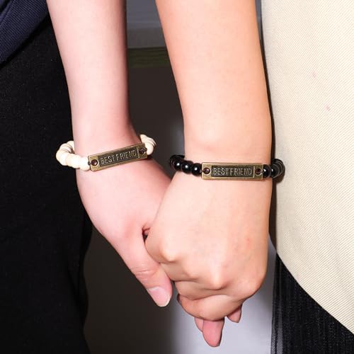 MILAKOO 1 Pair Wood Beads Bracelet for Friendship Distance Bracelet Wristband Best Friends3