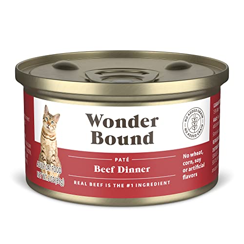 Amazon Brand - Wonder Bound Wet Cat Food Pat No Added Grain 3 oz cans Pack of 24 (Beef)