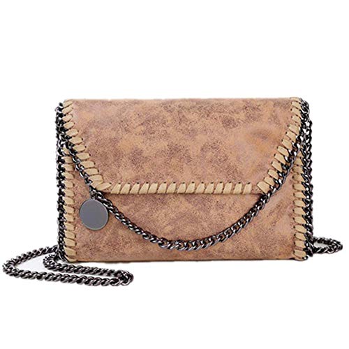 MZKJ Casual dameshandtas, schoudertas van PU-leer, kettingtas, handtas met modieuze portemonnee, abrikoos, 30 EU
