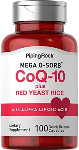 Piping Rock CoQ10 with Red Yeast Rice | 100 Capsules | with Alpha Lipoic Acid | Non-GMO, Gluten Free Supplement