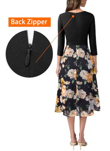 Image of VFSHOW Womens Work Business Casual Church Pockets Belted A-Line Midi Dress