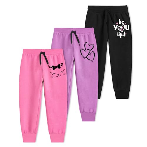 Image of Trampoline Cotton Trackpants for Kids Pack of 3 with Drawstrings & Ribbed Cuffs | Boys & Girls Joggers with Prints | Side Pockets Soft Waistband | Breathable & Stretchable Playwear