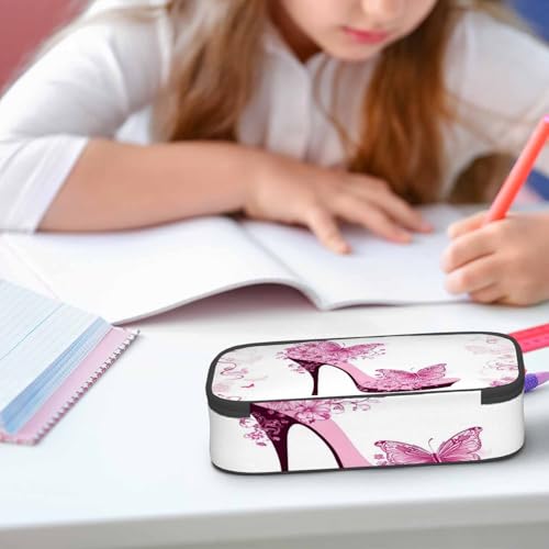 Image of High Heel Pencil Case Organizer Sexy Shoes Butterflies Flower Pink Stationery Box Makeup Box School Supply for Boy Girl Men Women