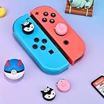DLseego Thumb Grips Caps Design for Switch/Switch lite/Switch OLED Console, Soft Silicone Joycon Analog Controller Protective Anti-Slip Covers 4PCS Button Doughnut Joy Con Joystick Caps - Black Pink
