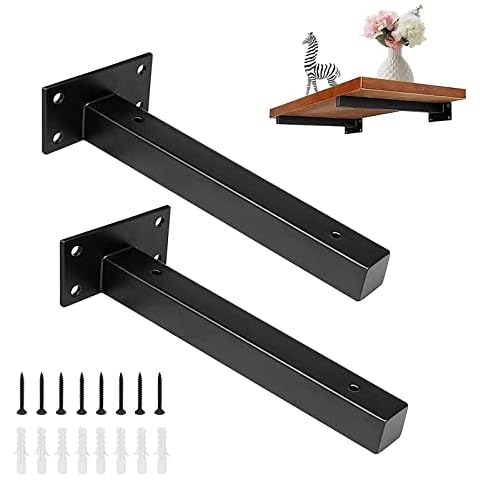 Iron Shelf Brackets 2 Pieces Floating Shelf Bracket Metal Shelving Supports with Heavy Duty Floating Shelf Brackets Industrial Metal Shelf Supports Multifunction Iron Shelf Brackets Cover