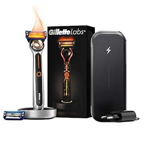 Gillette Labs Heated Razor Nassrasierer Herren, Rasierer + 2 Rasierklingen + Ladestation + Aufladbares Reise-Etui, beheizbar, Geschenk für Männer
