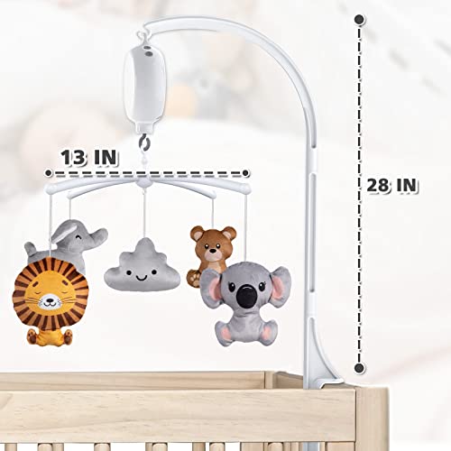 Feisike Crib Mobile With 3 Modes Musical Box,12 Lullabies,Volume Control,Jungle Baby Crib Toy,28 Inches Baby Mobile Arm,Knob Type #TOP5
