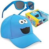 Barrio Sesamo Gorra y Gafas de Sol Niño 2-6 Años, Cookie Monster Set Infantil con Protección Solar UV, Gorra Verano con Gafas Sol, Regalo Niño (Azul Cookie Monster)