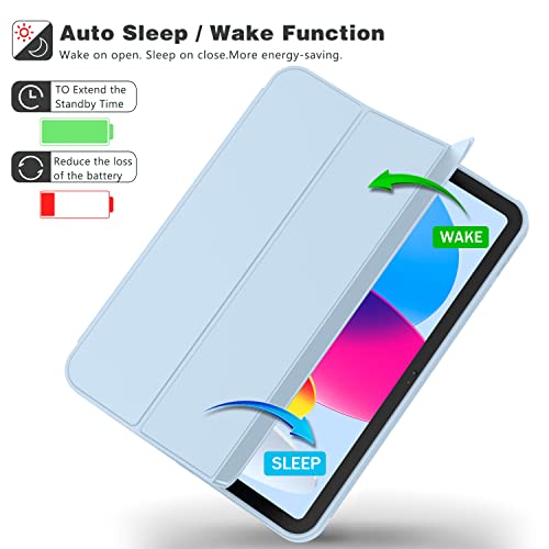 Image of ToaPoia Case for iPad (A16) 11 Inch 2025 /iPad 10th Generation 10.9 Inch 2022, Slim Trifold Stand Protective Cover with Pencil Holder and Soft TPU Back,Support Auto Sleep /Wake (Sky Blue)