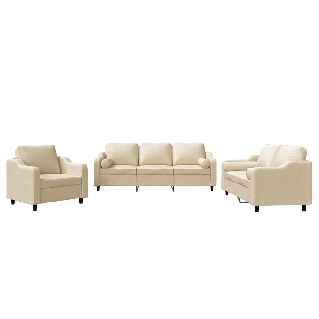 Juego de 3 sofás de color crema de tela resistente con estructura de madera contrachapada de metal, sofá esquinero moderno para salón, dormitorio, pasillo