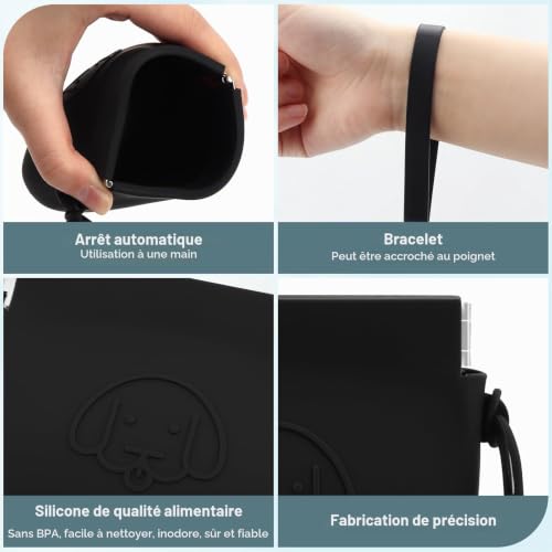 FIDWALL Pochette en Silicone Pour Friandises Pour Chien,Fermeture Automatique,Avec Clickers de Dressage Pour Chiens,Marche Pour Chien et Chat,Format de Poche,Facile à Nettoyer,Sac de Voyage (noir) – vue 4