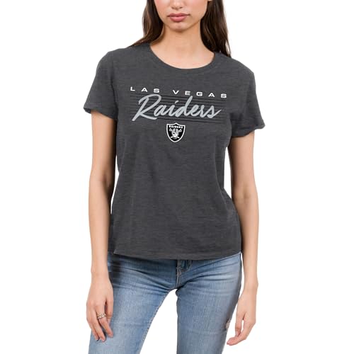 Las Vegas Raiders Retro Script Lines - NBA Women's Short Sleeve Fan T-Shirt Heather Charcoal