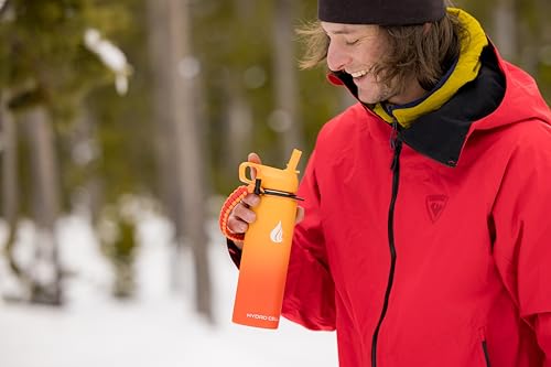 Image of HYDRO CELL Stainless Steel Insulated Water Bottle with Straw - For Cold & Hot Drinks - Metal Vacuum Flask with Screw Cap and Modern Leakproof Sport Thermos for Adults (Red /Orange 24oz)