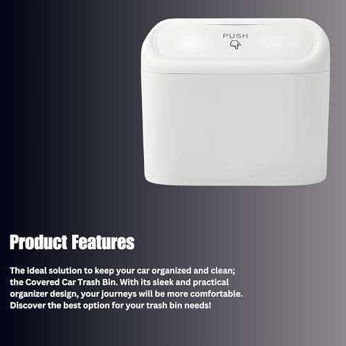 Image of Car Trash Can with Lid Mini Car Trash Can | Auto Dustbin Garbage Organizer | Car Accessories for Interior, Garbage Bin for Car, Home, Office | Essential Multi-Purpose Car Trash Can (White)