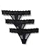Produktbild Amazon-Marke: Iris & Lilly Damen Tanga aus Netzstoff, 3er-Pack, Schwarz (Black Beauty), XS, Label: XS