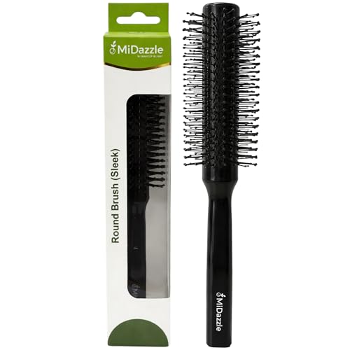 Image of Midazzle Round Hair Brush | Men and Women | For Adding Curls, Volume, Waves, Quick Blowout, Straightening, Curling, Drying, Volumizing Hairs & Scalp Massage | Hair Roller Brush for Hair Styling (MIHB0041)