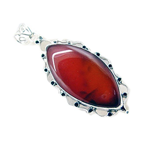 Pendentif Onyx Rouge véritable et argent 925 de haute joaillerie - 4