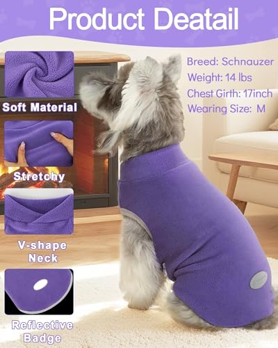 XPUDAC 4 Pieces Fleece Dog Sweaters Vest Winter Warm Dog Clothes for Small Medium Large Dogs Girl Soft Pullover Doggie Sweatshirt Puppy Cold Weather Jacket, 510-vest-M - Image 3
