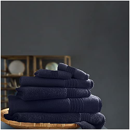 Toallas de baño extra absorbentes Gaveno Cavailia de puro algodón en color azul marino 2