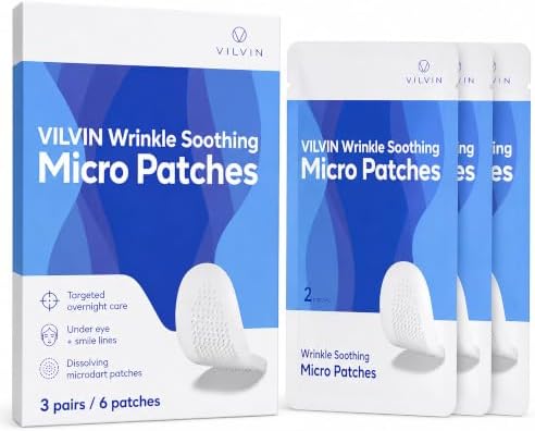 Dissolving Microdart Under Eye Patches and Smile line with Hyaluronic Acid and Tea Tree - 3 pairs - Wrinkle care patches for face overnight