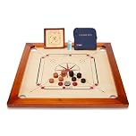 Uber Games – Premium Carrom Board Set – 33 x 33” Official Size playing board Including Carrom Men,Striker & Powder - Hardwood edges for better rebound – Made in India – Great value for all players