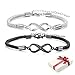 2 St&uuml;ck Armband Damen Infinity f&uuml;r Paare P&auml;rchen Couple, Geflochten Unendlichkeitszeichen Herren Armb&auml;nder Liebe Schmuck f&uuml;r BFF Beste Freundin Partner Teenager Jungen M&auml;dchen Geschenk (Schwarz Grau)