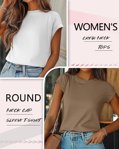 Huukeay 3 Pack Women's Cap Sleeve Tops Basic Cotton Tee Shirts Summer Casual Crew Neck Trendy Clothes 2025 Fashion4