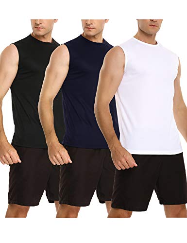 Sykooria 3 Piezas de Camisetas de Tirantes para Hombre Camiseta Sin Mangas Deportes de Secado Rápido Tank Tops Entrenamiento Correr Ciclismo Gym