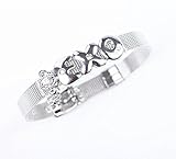 Fanstown Kpop accessories handmade titanium letter cool heart wristband bracelet EXO Shinee BTS GOT7