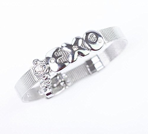 Fanstown Kpop accessories handmade titanium letters team name cool heart wristband bracelet EXO Shinee GOT7