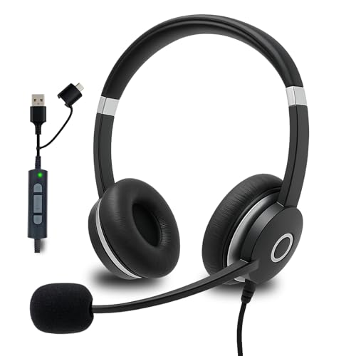 Casque antibruit pour le travail sur PC portable avec micro USB en ligne
