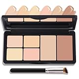 6 Colors Correcting Concealer Palette,Contouring Highlighting Concealer Palette Makeup Kit with Brush,Foundation Makeup Cream Contour Palette for Conceals Dark Circles,Blemish(02#)