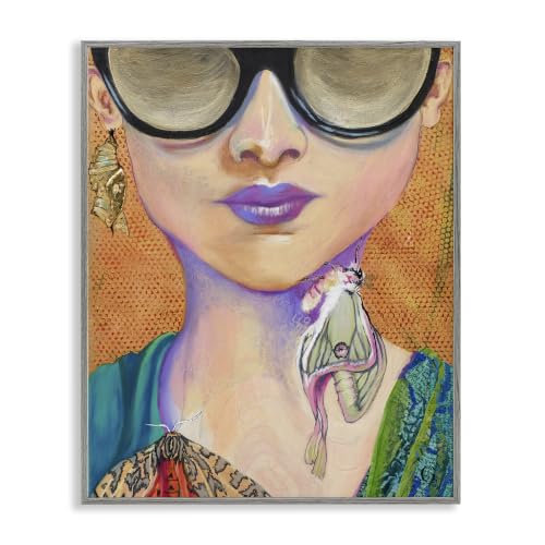 Butterfly Sunglasses Comic Portrait, 16 x 20 Inch Framed Giclée Print