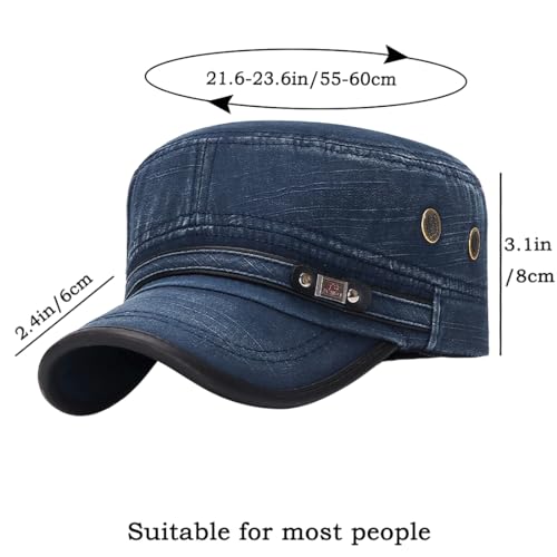 Image of Cadet Army Hat 2 Pieces Flat Top Cap Unisex Military Hat for Women Men