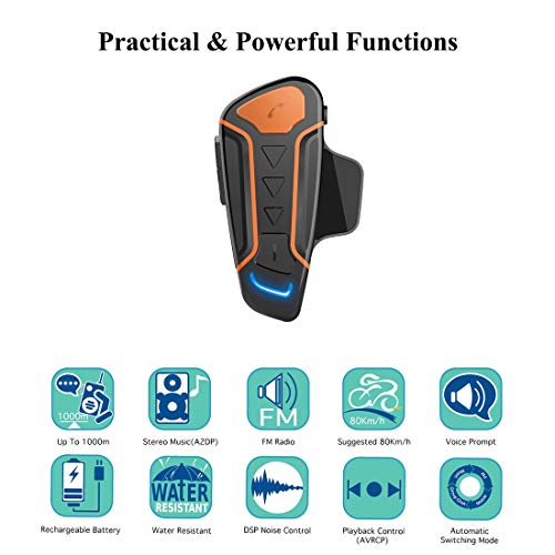 Intercomunicador de Bluetooth para motocicleta 1000m duplex manos libres casco 3
