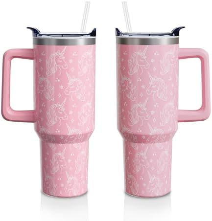 Unicorn Gifts 40 Oz Tumbler with Handle and Straw Lid, Stainless ...