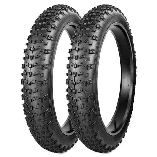 WEEROCK 26 Inch Bike Fat Tires, 2 Pack 26 x 4.0in E Bike Snow Tire, Off-Road Tread Heavy Duty Foldable Replacement for 26" Electric Bike, Fat MTB Tire Snow Bikes
