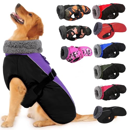IECOii Extra Warm Dog Coat - Reflective Adjustable Jacket With Buckle Fleece Turtleneck for Cold Weather - Soft Winter Coat for Small Medium Extra Lar
