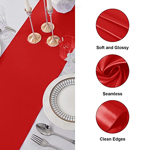 Flohar 6Pack Table Runner 12 X 108 Inches Satin Silk Table Runner For Wedding, Birthday Party, Banquets, Graduations Decoration, Fit Rectange And Round Table-Scarlet #TOP2