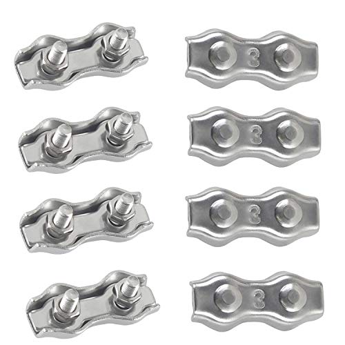 12 Serre-câbles Acier Inox + 12 Cosses Pour Câble 3mm - Réutilisables, Fixation Auvent Corde à Linge