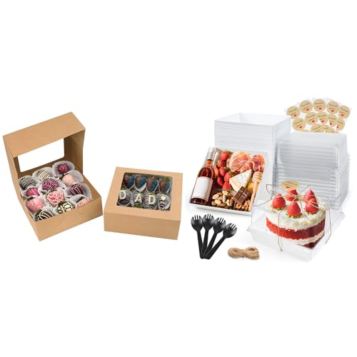 NPLUX Bundle of Cookie Boxes Candy Boxes and 20 Pack Small Cake Boxes for Cake Pudding Sandwich Pie Bakery Dessert image 3